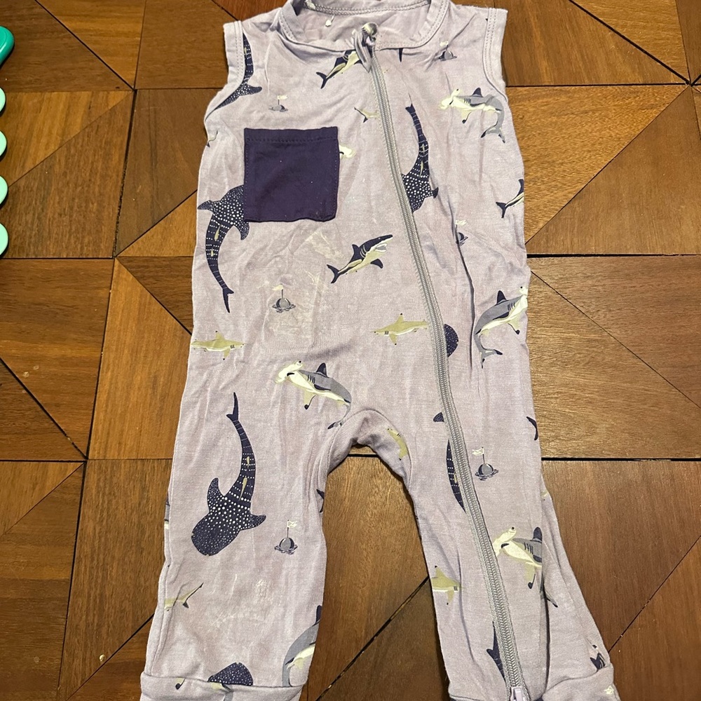 Kyte Baby 3-6 month Taro Shark Romper